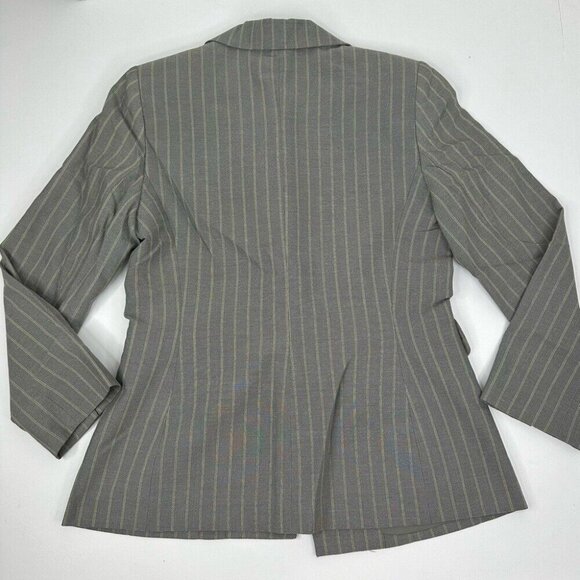Tahari ASL Women's‎ Gray Green Pinstripe One Button Business Career Blazer 6/C37 - Picture 7 of 13
